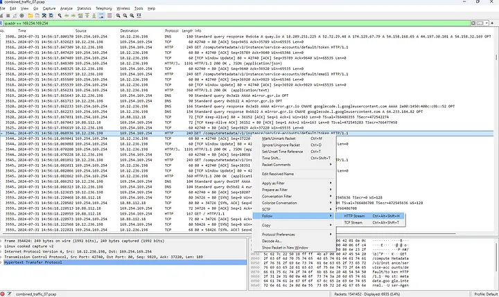 Screenshot of Wireshark illustrating step 3 taken by Christian Del Monte.